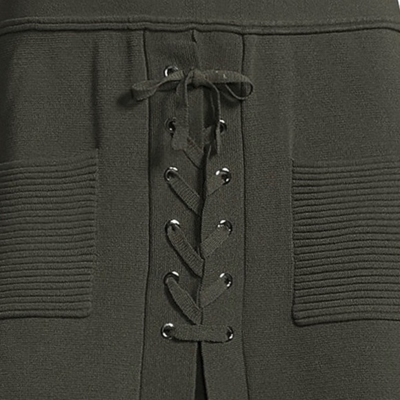 FEW MODA Olive Lace-Up A-Line Knit Skirt Size S - Picture 13 of 14
